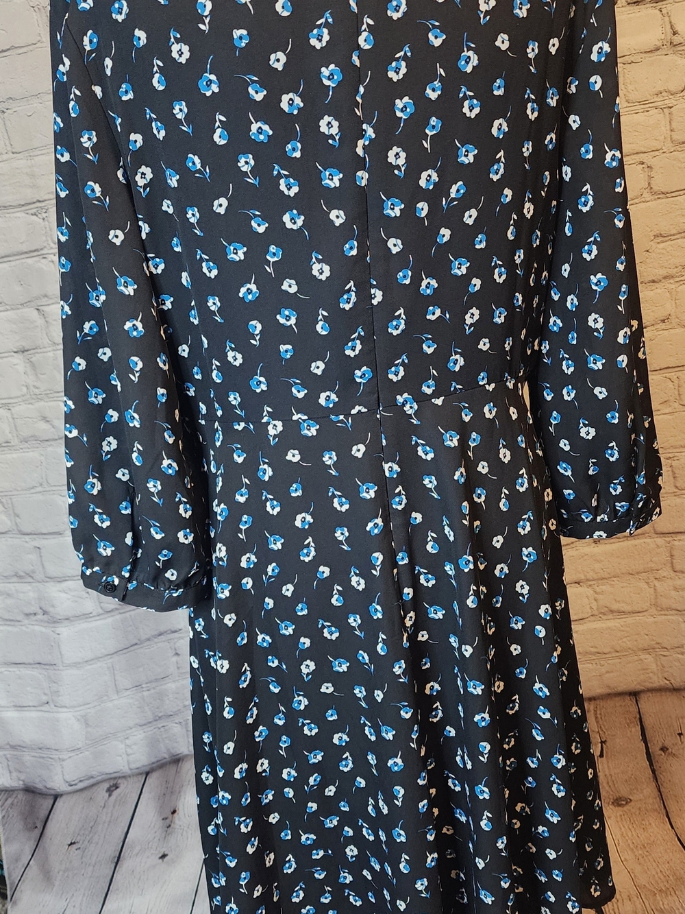 Banana Republic Black Dress with Blue and White Floral Print - Picture 5 of 5